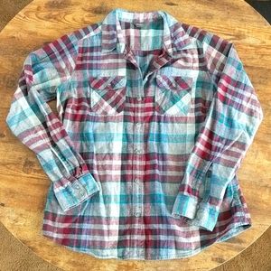 Eddie Bauer Women's Purple Gray Blue Flannel M